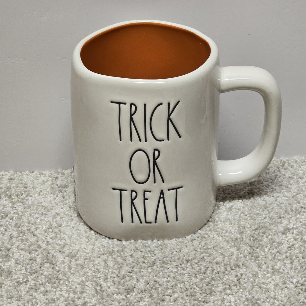 Rae Dunn double sided TRICK OR TREAT‎ pumpkin Halloween mug